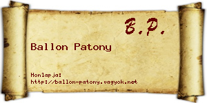 Ballon Patony névjegykártya